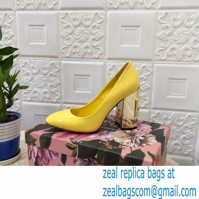 Dolce  &  Gabbana Heel 10.5cm Patent Leather Pumps Yellow with DG Karol Heel 2021